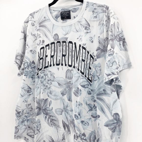 Abercrombie & Fitch Shirts Abercrombie Fitch Mens White Blue Hawaiian Tropical Graphic T